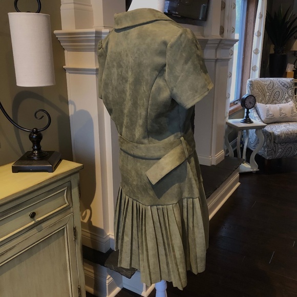 Elizabeth & Nicole Olive Belted Mini Dress with Pleats Size S - Picture 5 of 8